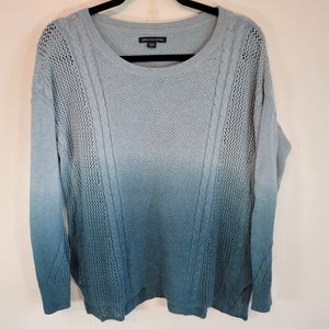 American Eagle Outfitters Teal Ombre Cableknit Lightweight Sweater Medium